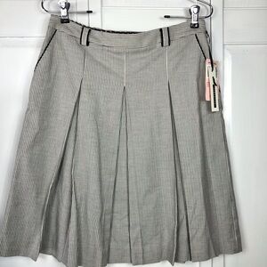 SEMANTICS BLACK & WHITE STRIPED PLEATED SKIRT